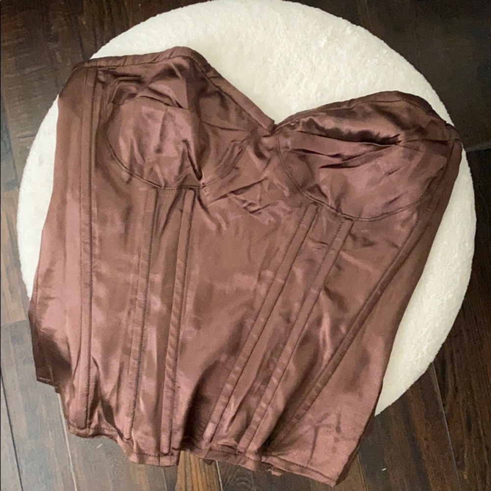 NEW Brown satin bustier corset